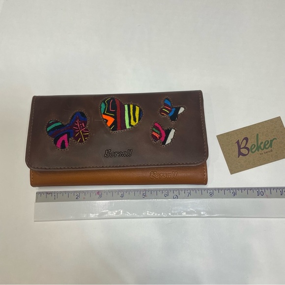 Rare Beker by Bersall women’s wallet. cloth insert front. Used. See pictures - Picture 8 of 10